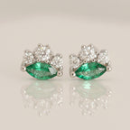 Pendientes de oro con circonitas cúbicas de talla marquesa: pendientes verde esmeralda o lavanda