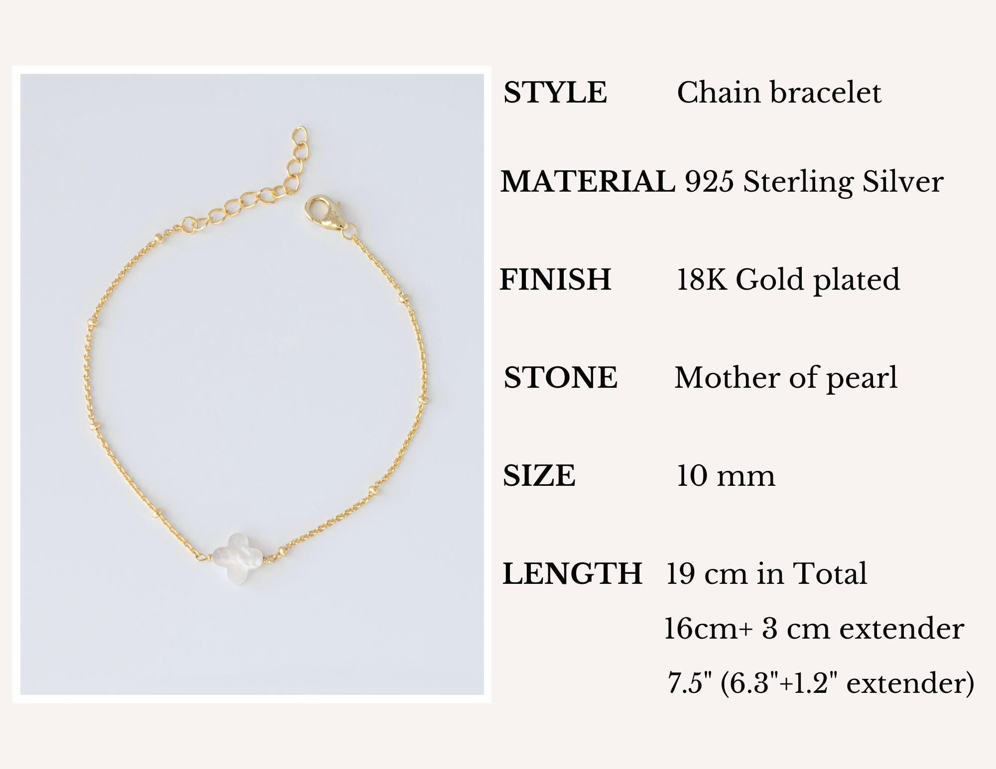 Delicada pulsera de trébol de cuatro hojas