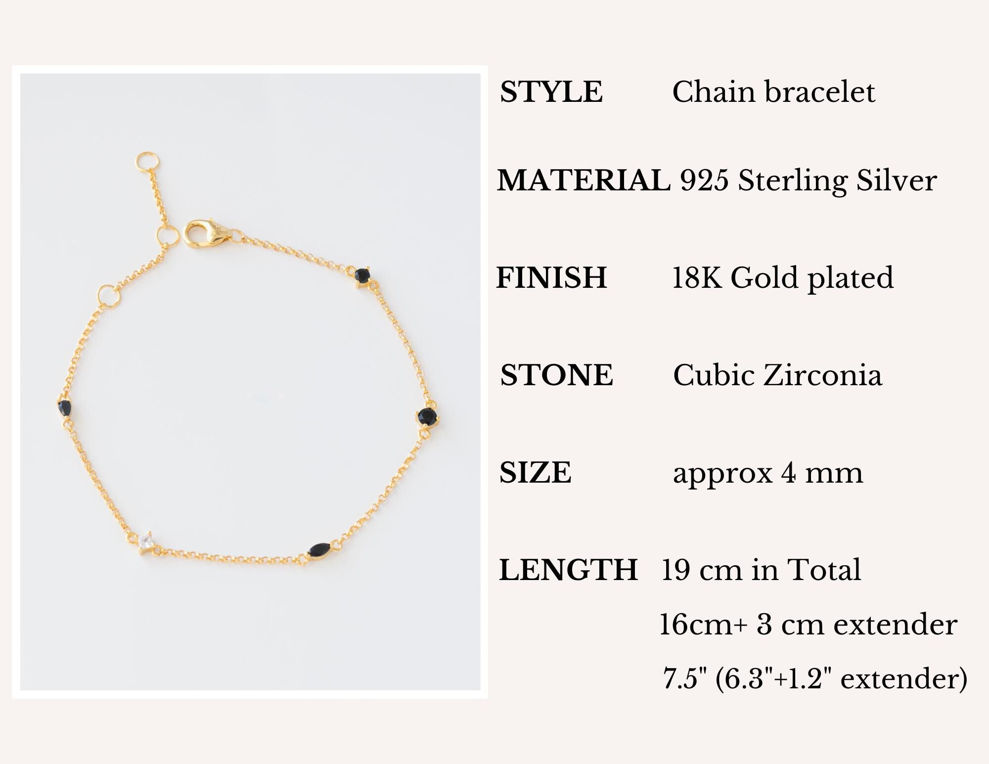 Pulsera delicada de la estación. Pulsera de cadena con circonitas cúbicas. Joyería minimalista con capas.