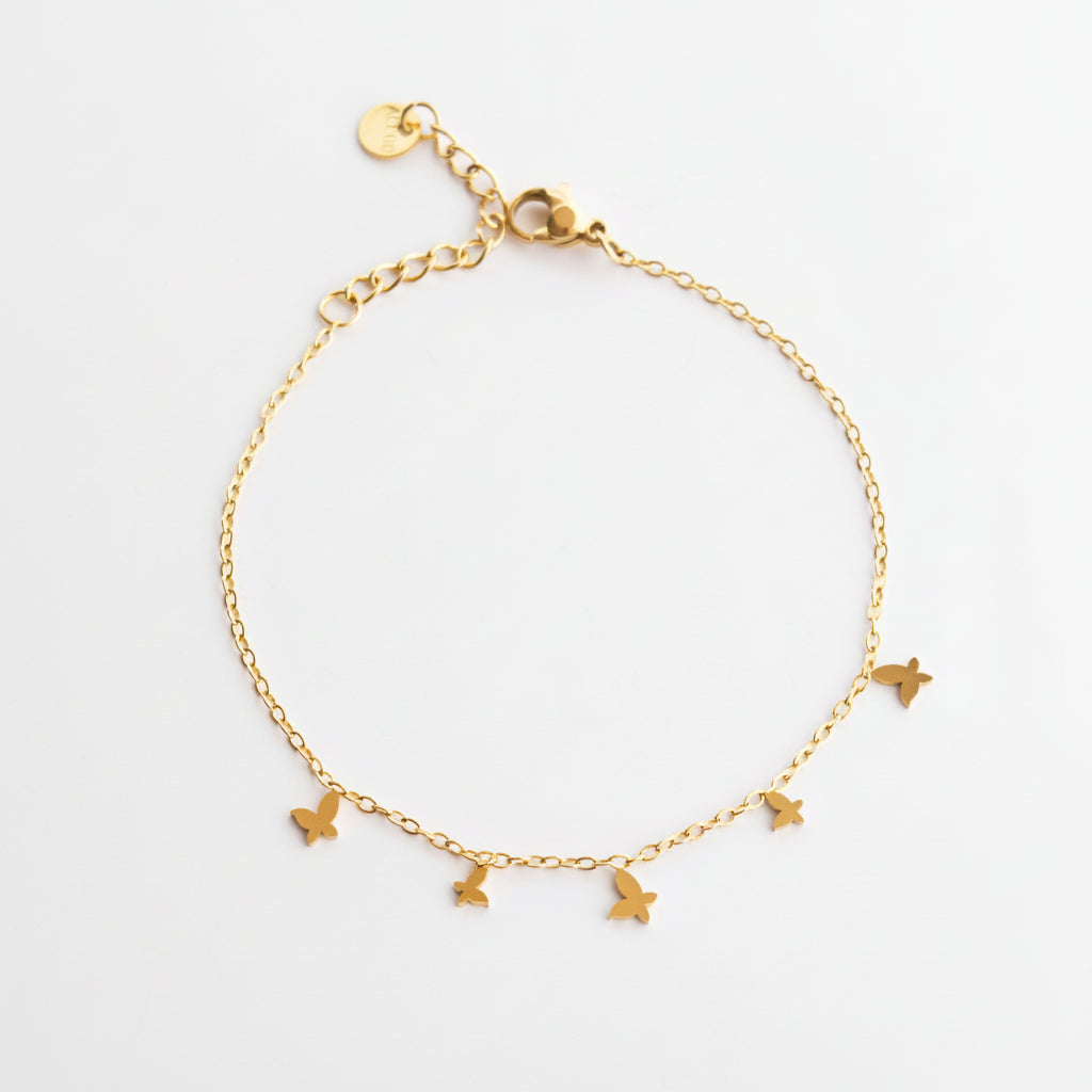 Dainty Adjustable Bracelet with tiny butterfly charms