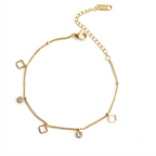 Gold Clover & Crystal Adjustable Charm Bracelet