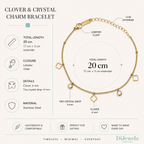 Gold Clover & Crystal Adjustable Charm Bracelet