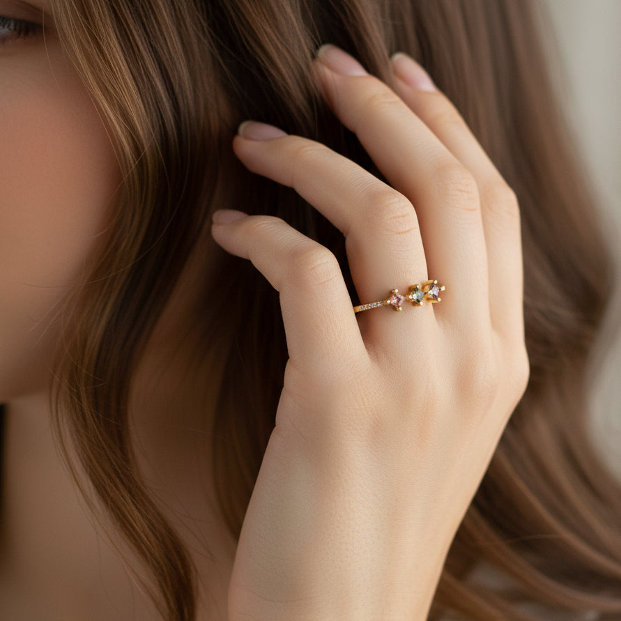 Cubic Zirconia Multicolor ring