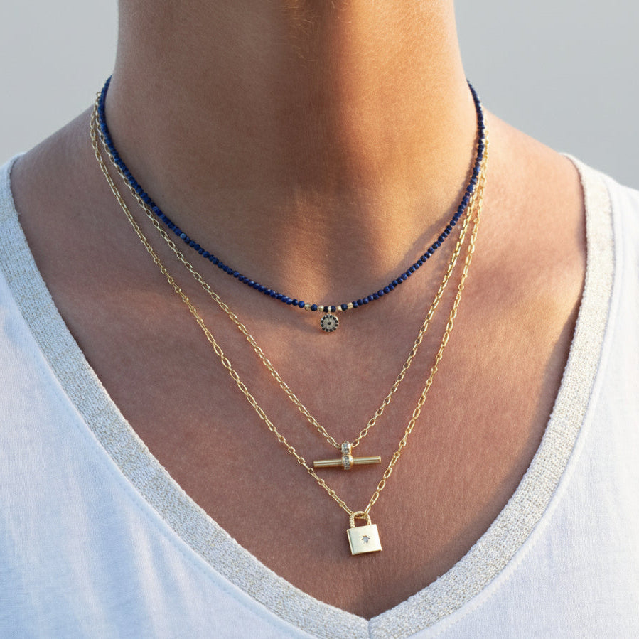 Collar con candado y estrella de circonitas