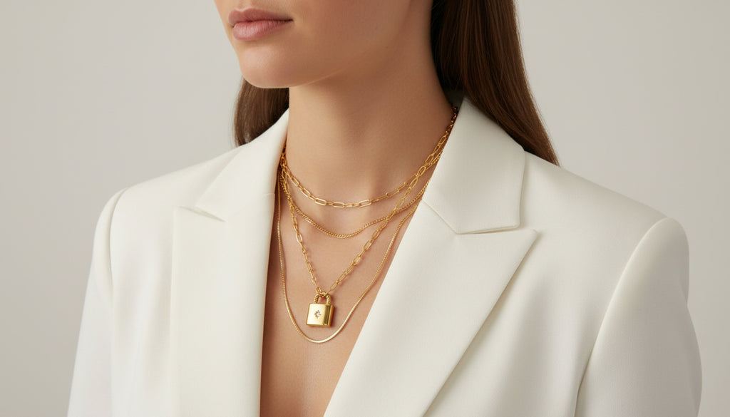 Collar con candado y estrella de circonitas