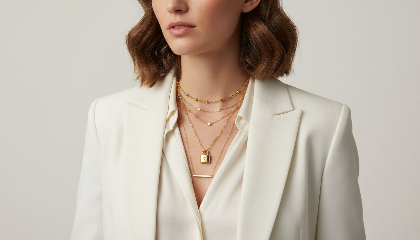 Collar con candado y estrella de circonitas