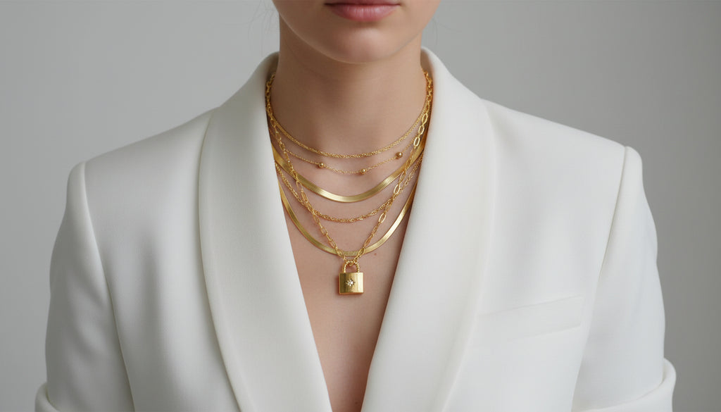 Collar con candado y estrella de circonitas