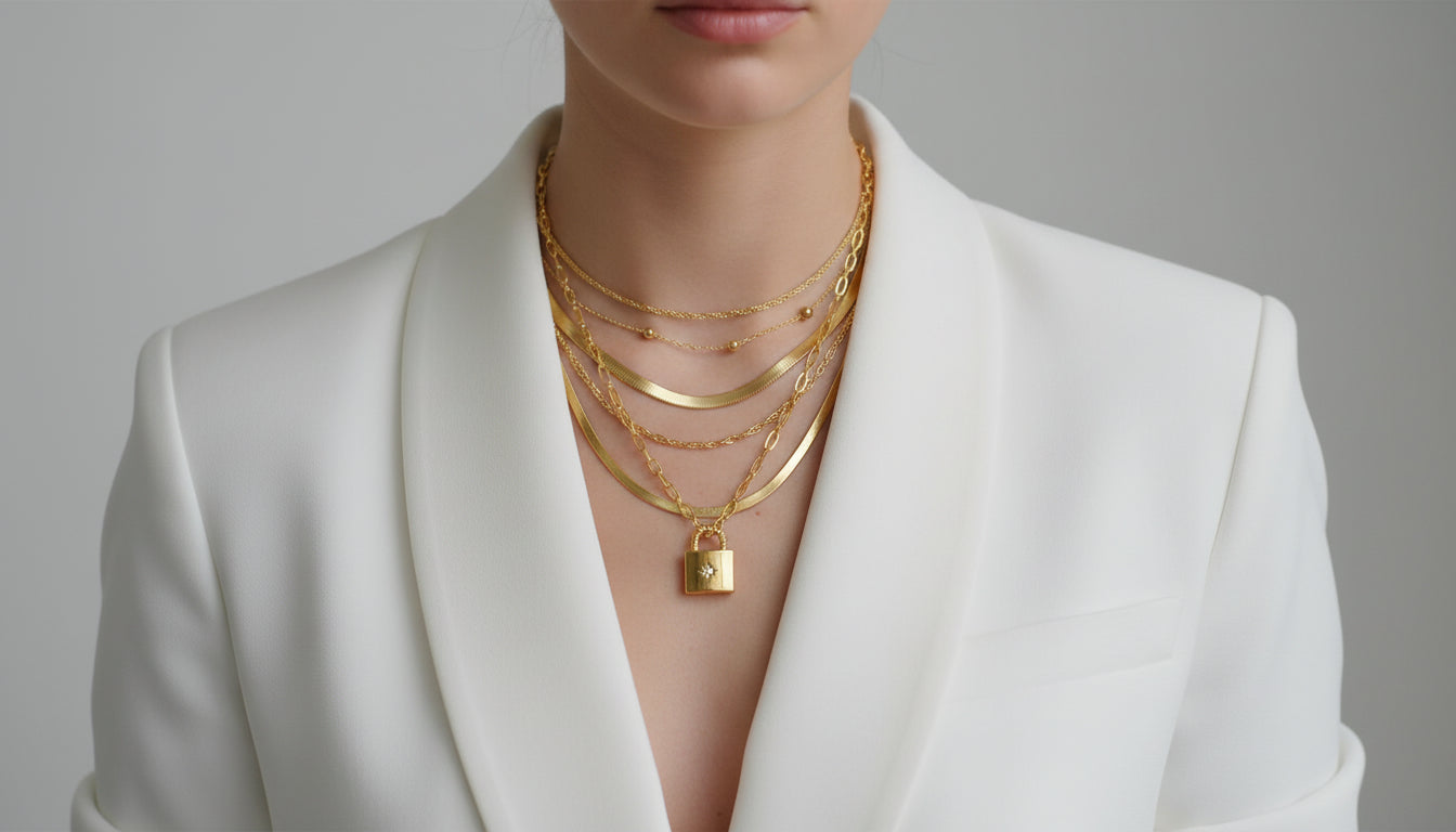 Collar con candado y estrella de circonitas