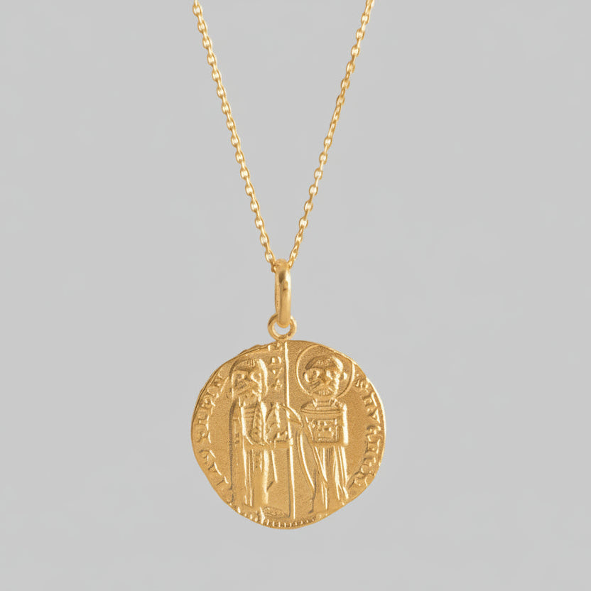 Ancient Coin Necklace: Gold Byzantine Medallion