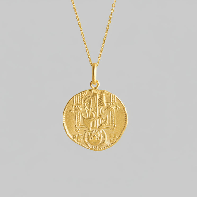 Ancient Coin Necklace: Gold Byzantine Medallion