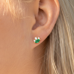 Pendientes de oro con circonitas cúbicas de talla marquesa: pendientes verde esmeralda o lavanda