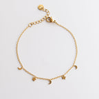 Dainty Adjustable Bracelet with tiny moon and stars charms