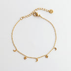 Dainty Adjustable Bracelet with tiny moon and stars charms