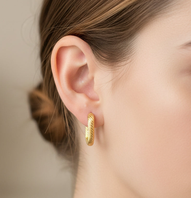 Textured Sterling Silver Hoop Earrings